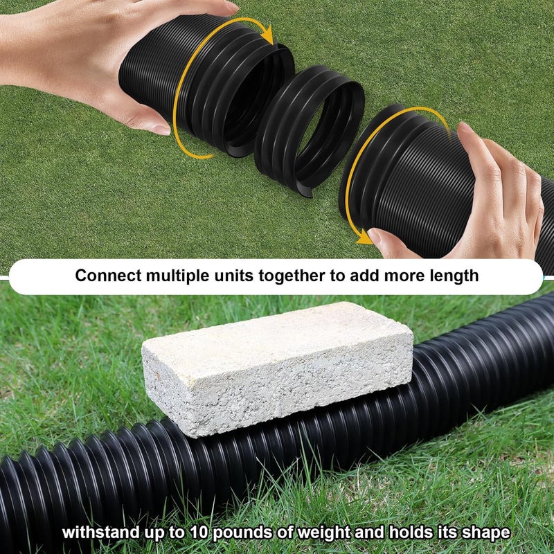 plusgutter 2 Pack Rain Gutter Downspout Extensions, Flexible Downspout Extender with 58"+68" Extendable Pipes for Rain Water Drainage, Durable Down Spout Drain Extension with Connector (Black) - Image 3